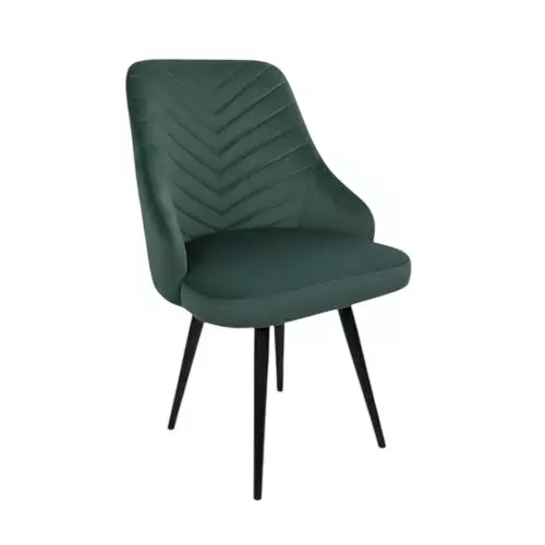 Activa Wavy Ergonomic Accent Chair with Cushion Seating Medium Back Velvet Fabric Forest Green for Home Use