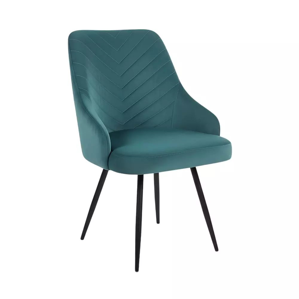 Activa Wavy Ergonomic Accent Chair with Cushion Seating Medium Back Velvet Fabric Teal for Home Use