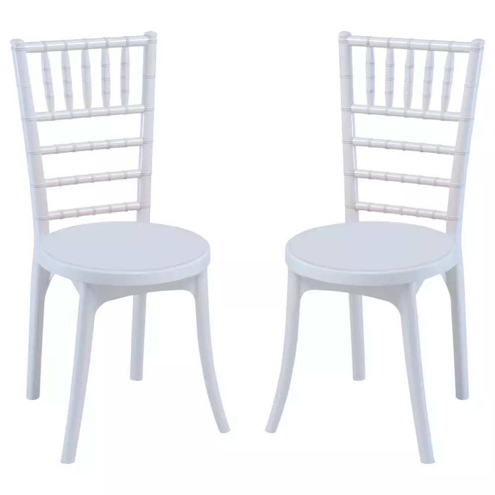 Swagath Cafeteria Chair Without Arm Rest PP (Polypropylene) Material 120 Kg Load Capacity Pre-Assembled Type White Color, POSH-WH-2 (Pack of 2 Pcs)