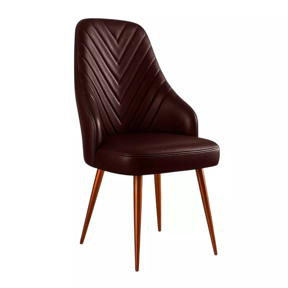 ZIDLE Helium Solid Back Visitor Dining Accent Chair Elite Brown Velvet with Powder Coated Metal Taper Legs