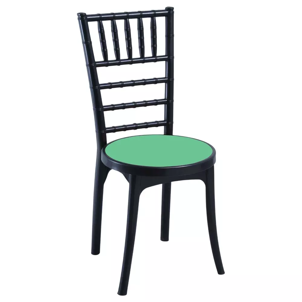 Swagath Cafeteria Chair Without Arm Rest PP (Polypropylene) Material 120 Kg Load Capacity Pre-Assembled Type Black Body Color Green Seat Color, POSH-BK/NGR-1
