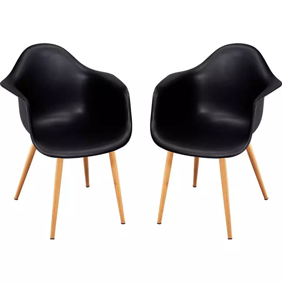 Swagath SPACIO Dining Chair with Arm Rest Plastic Black 83.5x62x45 cm Size for Cafe, Home & Office Use, SPACIO-PC-BK-2 (Pack of 2 Pcs)