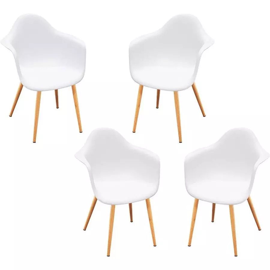 Swagath SPACIO Dining Chair with Arm Rest Plastic White 83.5x62x45 cm Size for Cafe, Home & Office Use, SPACIO-PC-WH-4 (Pack of 4 Pcs)