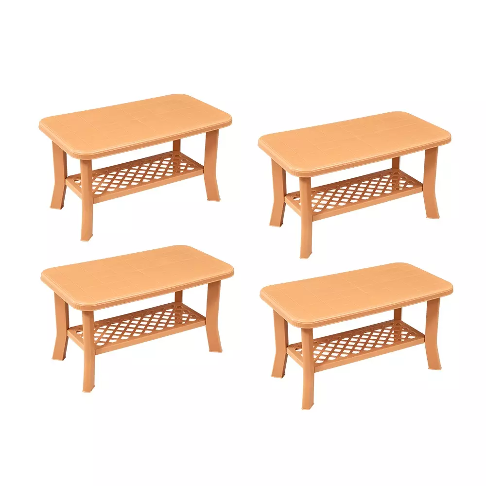 Swagath Amber Glod Plastic Coffee Table for Cafe, Home, and Living Room (Set of 4)