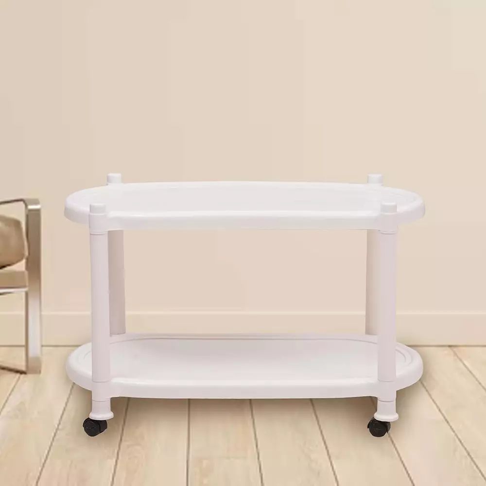 SUPREME Aqua Center Trolley Table 655.32 mm (25.8 inch) Depth Rectangle Milky White 2.6 Kg