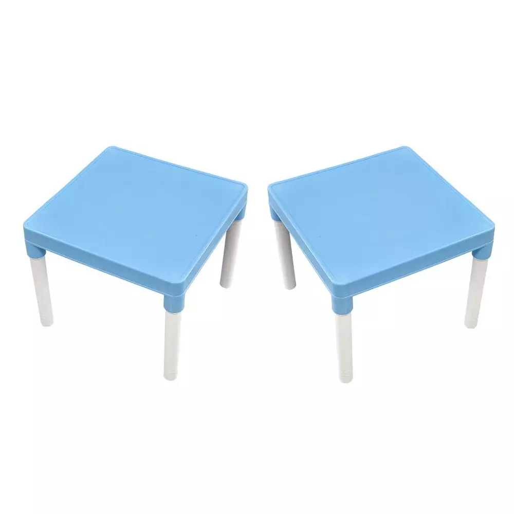 Swagath Kids Study & Activity Table Square Plastic Glossy Finish Blue for Home & School Use, ACTIVITY (Pack of 2 Pcs)