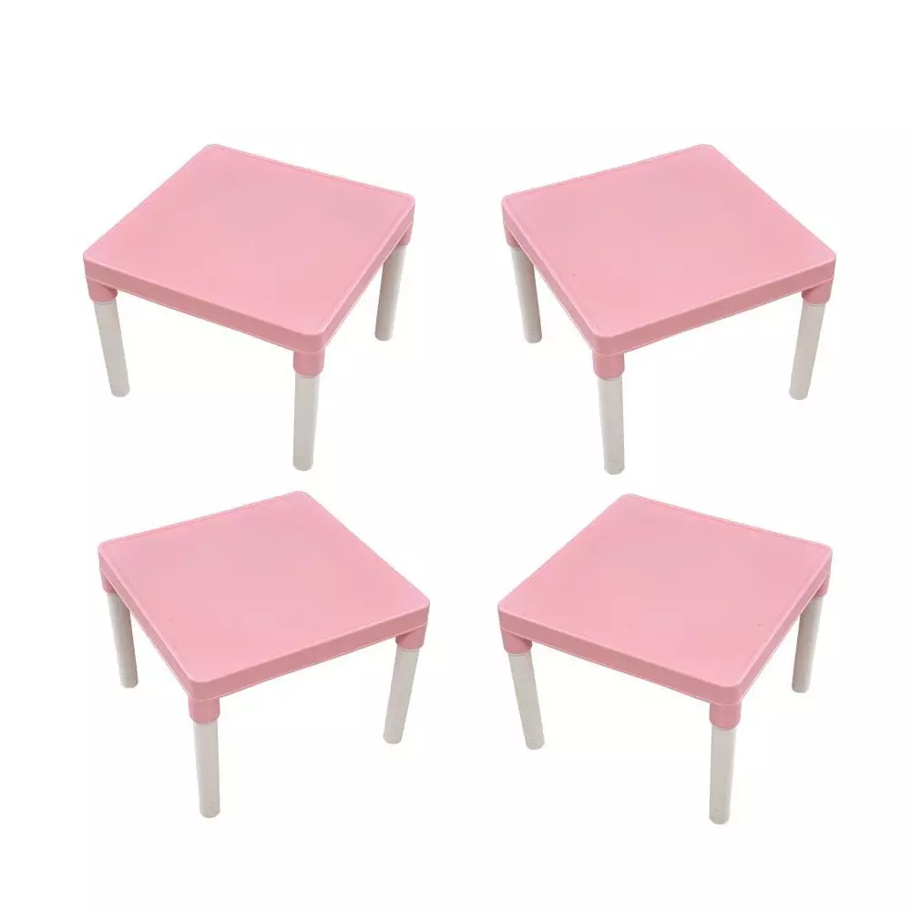 Swagath Kids Study & Activity Table Square Plastic Glossy Finish Pink for Home & School Use, ACTIVITY (Pack of 4 Pcs)