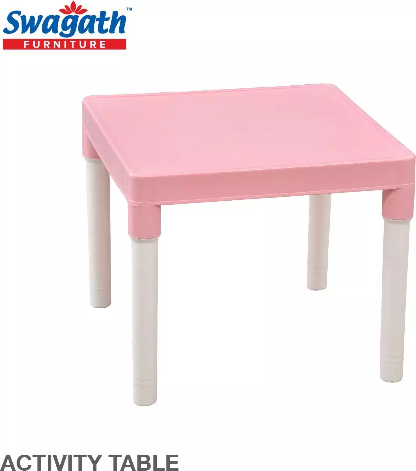 swagath-kids-study-activity-table-square-plastic-glossy-finish-pink-for-home-school-use-activity-pack-of-4-pcs