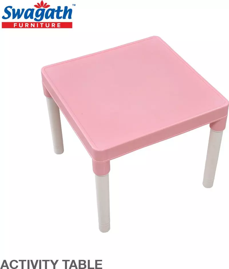 swagath-kids-study-activity-table-square-plastic-glossy-finish-pink-for-home-school-use-activity-pack-of-4-pcs