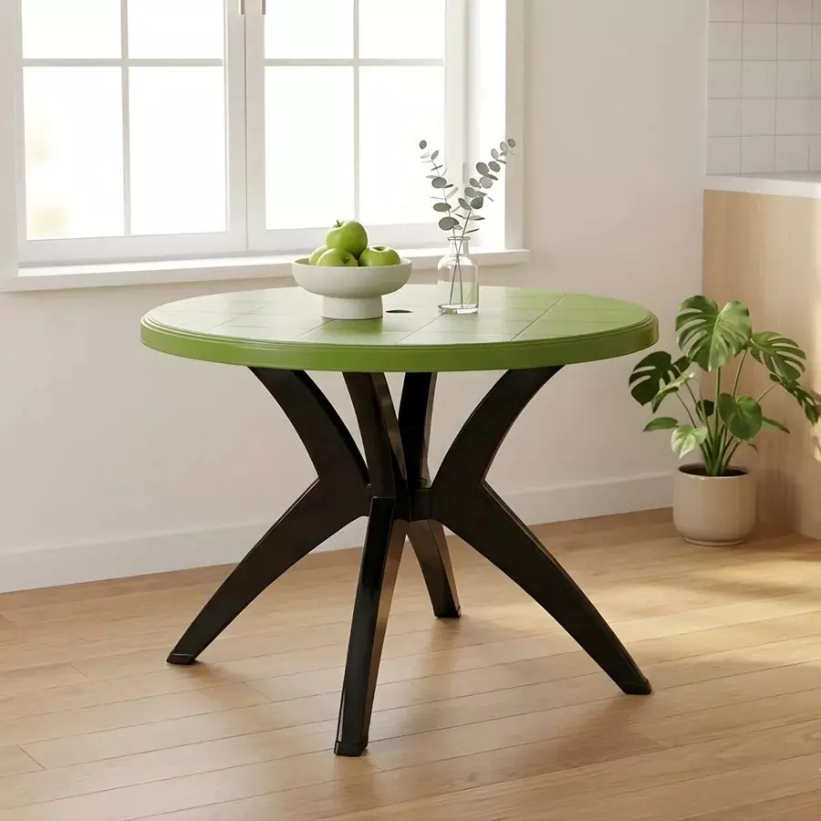 nilkamal-meridian-plastic-kross-leg-dining-table-green-black-color