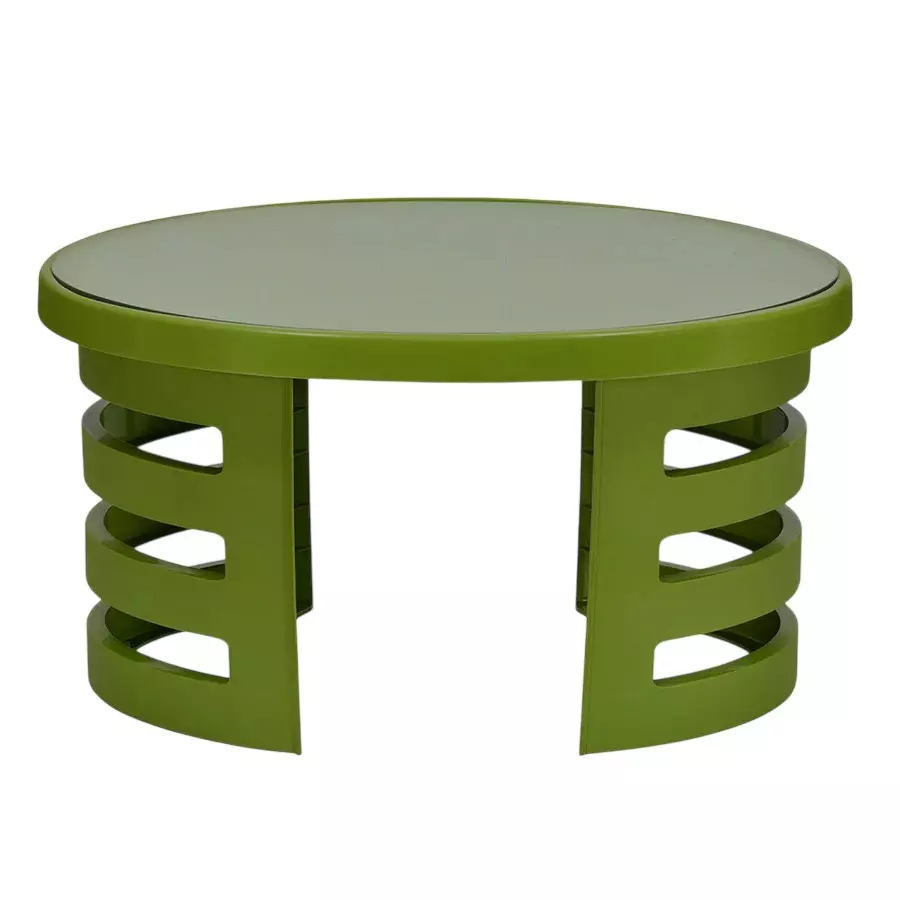 Nilkamal Center Table with Glass Top Lush Green Color