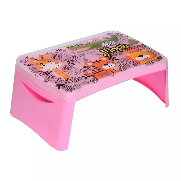 Nilkamal Foldable Wizard Jungle Adventure Activity Kids Table Powder Coated Fairy Pink Polypropylene 33x51 cm Small for Home & Office Use