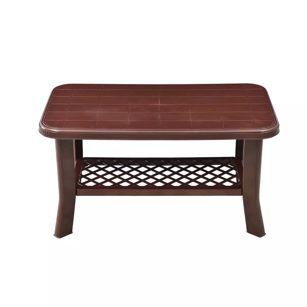 Swagath Saddle Brown Plastic Coffee Table for Cafe, Home, and Living Room (Set of 4)