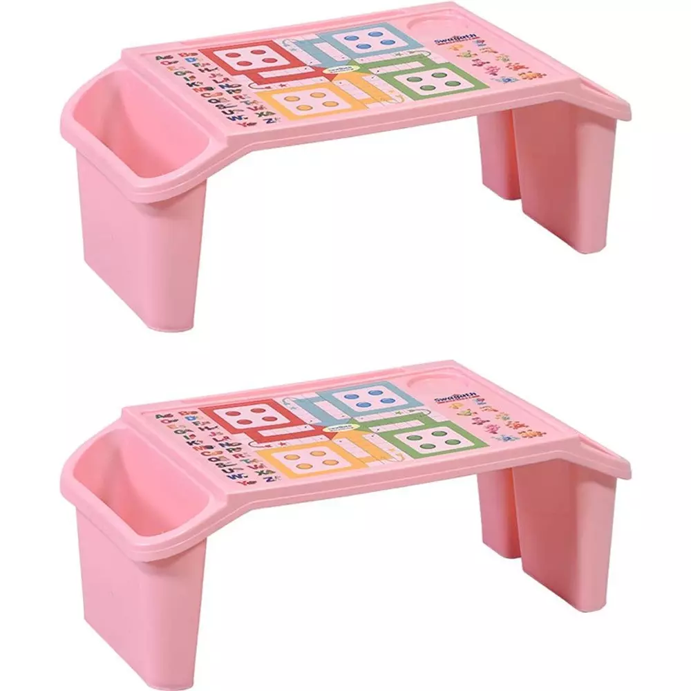 Swagath Kids Activity & Study Table Rectangle Shape Plastic Pink for Home & School Use, PLAYDESK-PP-2 (Pack of 2 Pcs)