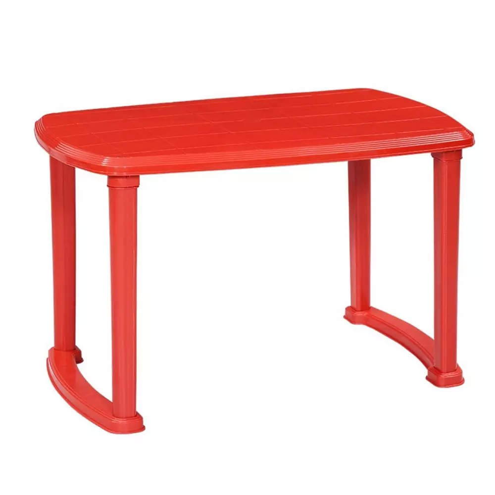 Swagath Dining Table 4 Seater Plastic Red Color for Indoor and Outdoor use, Monarch