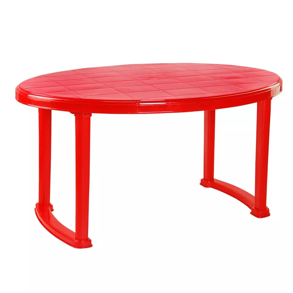 Swagath Dining Table 6 Seater Plastic Red Color for Cafe, Home and Dining Area use, Futura