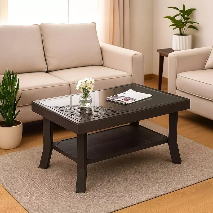 nilkamal-center-table-with-2-carv-glass-powder-coated-weather-brown-plastic-glass-92x60x47-cm-for-home-office-use