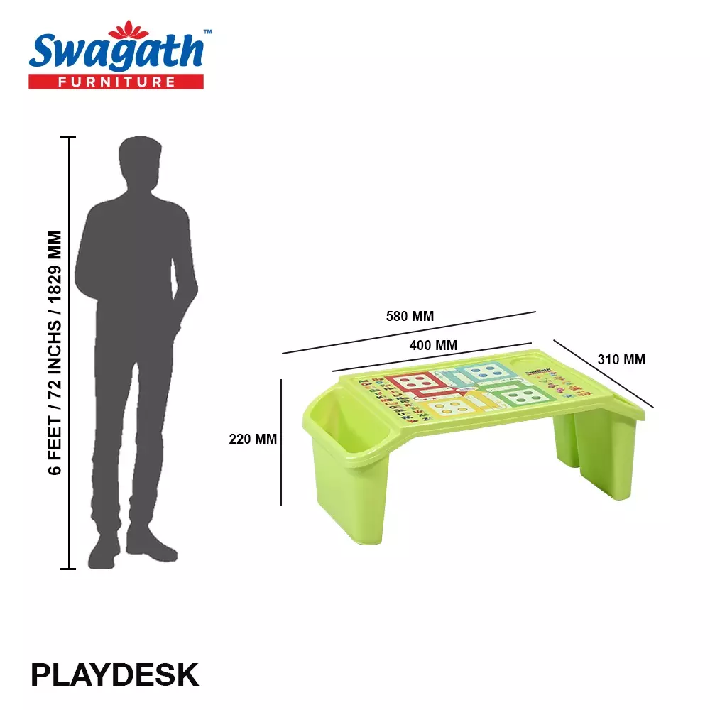 swagath-green-plastic-activity-table-for-outdoor-cafeteria-kids-room-set-of-4