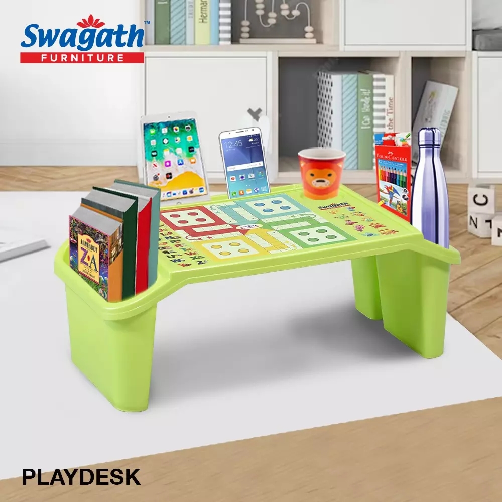 swagath-green-plastic-activity-table-for-outdoor-cafeteria-kids-room-set-of-4
