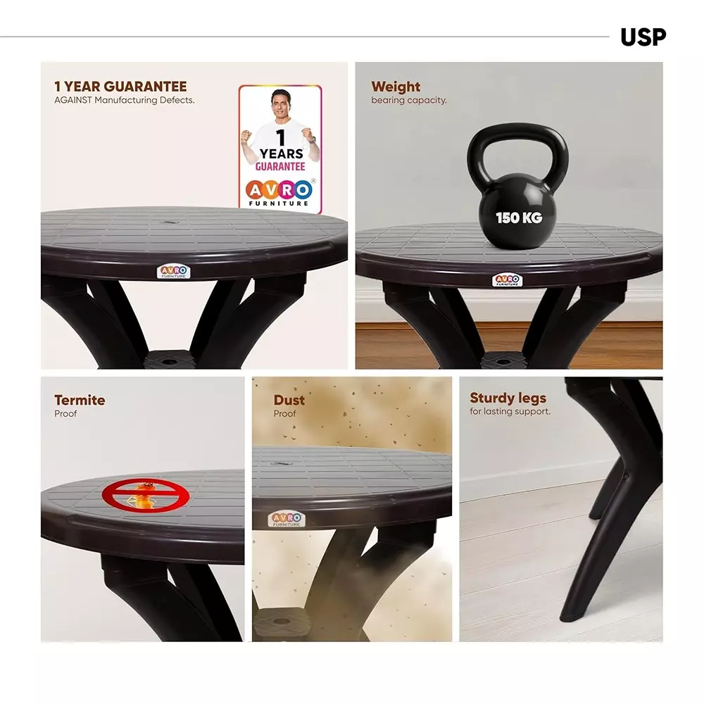 AVRO Alfa Dining Table Brown 730x950 mm
