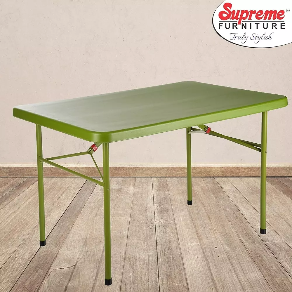 SUPREME Swiss Classic Foldable Table 762 mm (30 inch) Depth Rectangle Mehandi Green 10 Kg