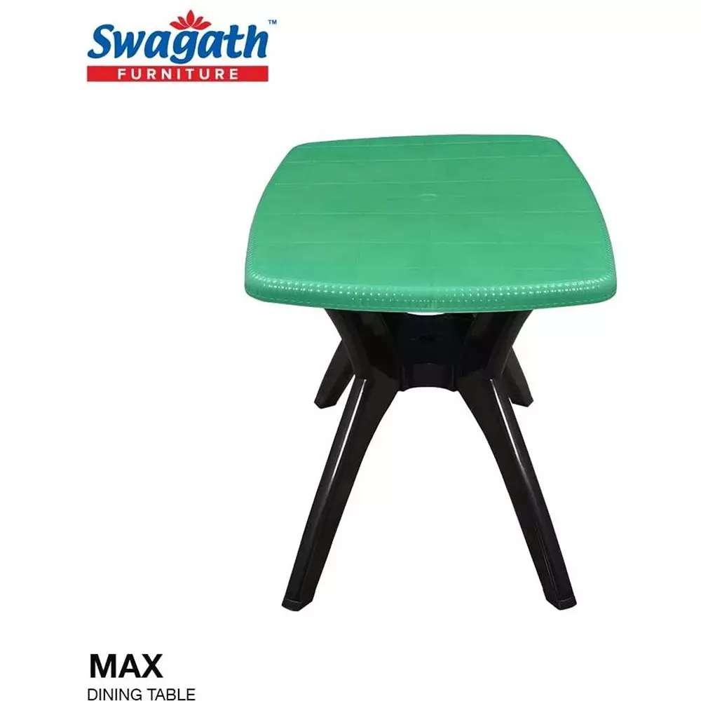 swagath-cross-leg-dining-table-square-shape-114x745x725-cm-green-4-seater-for-home-garden-cafeteria-use-max