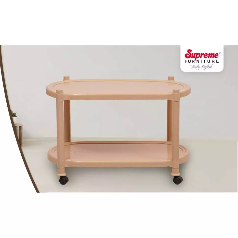 SUPREME Aqua Center Trolley Table 655.32 mm (25.8 inch) Depth Rectangle Marble Beige 2.6 Kg
