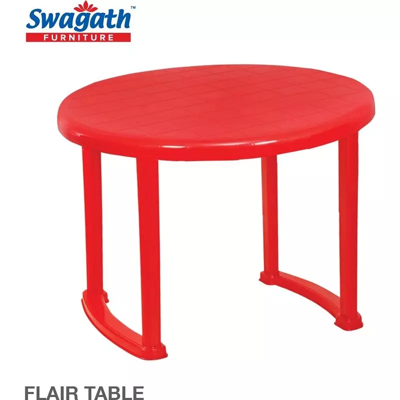 swagath-4-seater-plastic-dining-table-red-color-flair