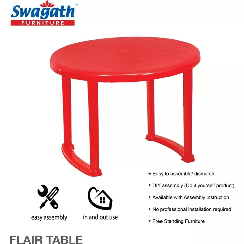 swagath-4-seater-plastic-dining-table-red-color-flair