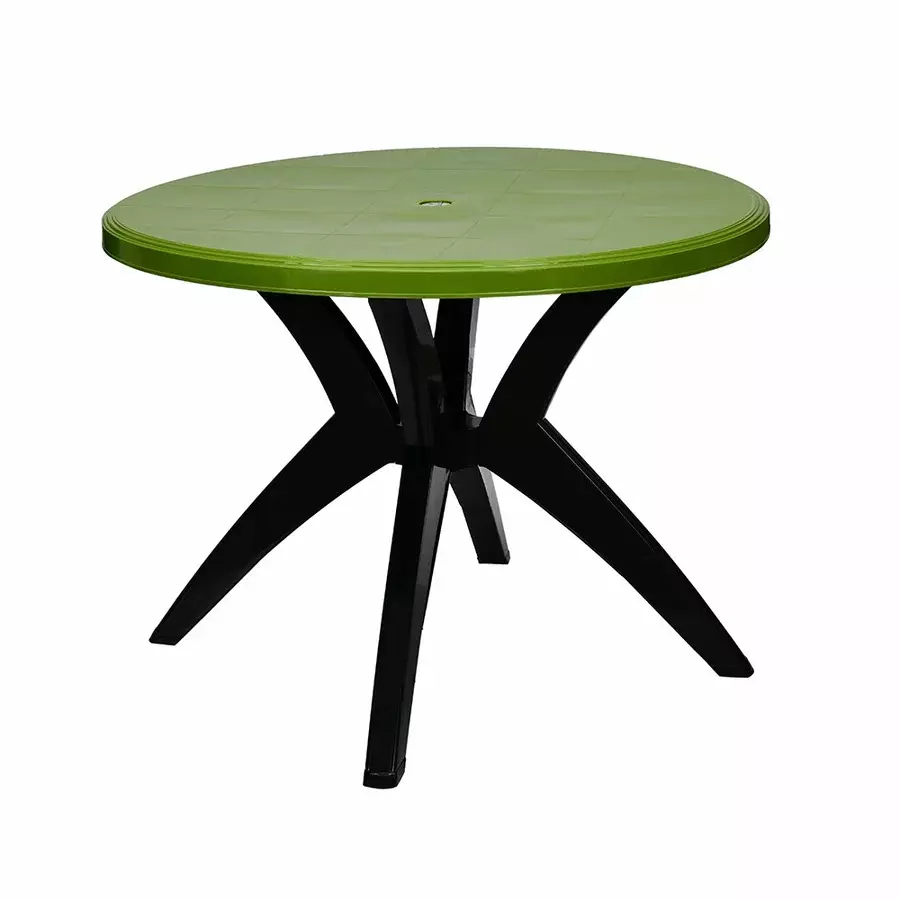 Nilkamal Meridian Cross Leg Dining Table Powder Coated Green & Black Plastic 100x100x73 cm for Home & Office Use