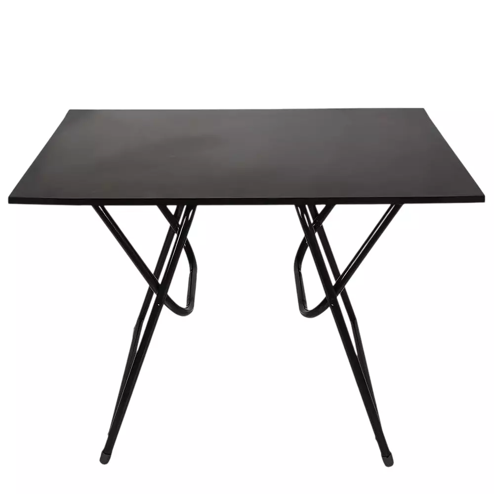 Maharaja Premium Taxture Multifunction Folding Table Wooden with X-shaped Metal Legs, Black