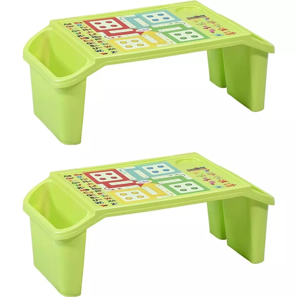 Swagath Kids Activity & Study Table Rectangle Shape Plastic Green for Home & School Use, PLAYDESK-AGRN-2 (Pack of 2 Pcs)