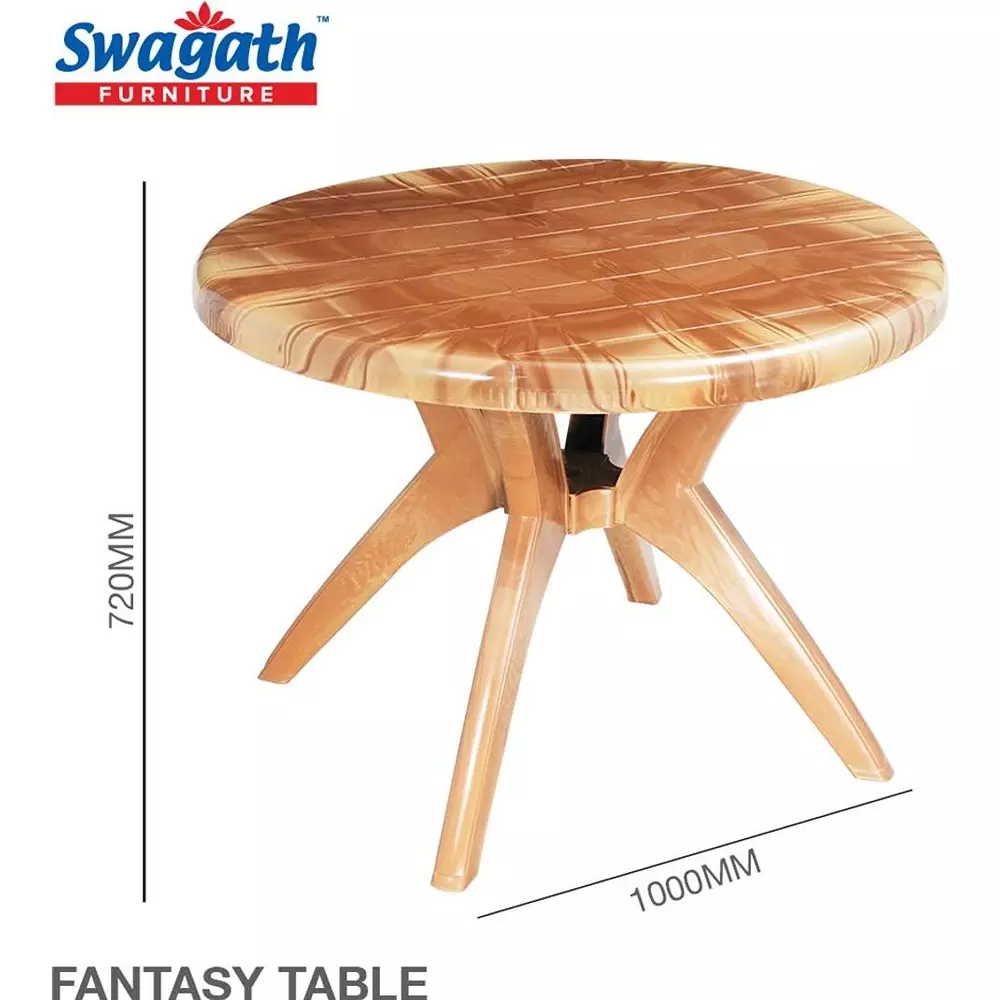 swagath-cross-leg-dining-table-round-shape-100x72-cm-sandalwood-4-seater-for-home-garden-cafeteria-use-fantasy