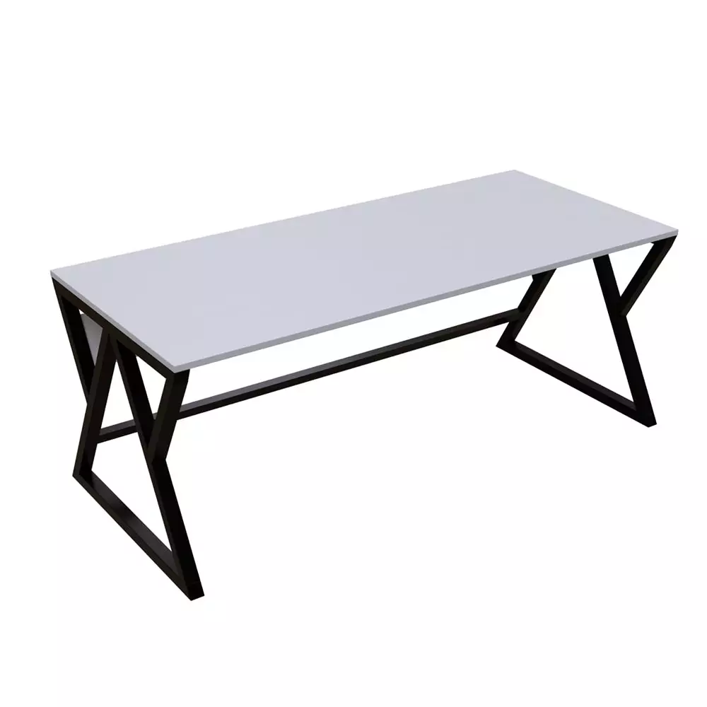 GENERIC Daffodil Computer Table White Color Metal Frame and Engineered Wood Top for Home & Office, RLST050