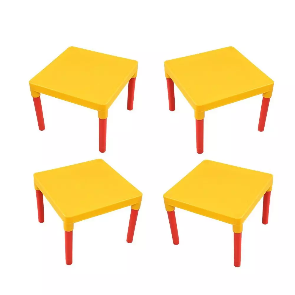 Swagath Kids Study & Activity Table Square Plastic Glossy Finish Yellow for Home & School Use, ACTIVITY (Pack of 4 Pcs)