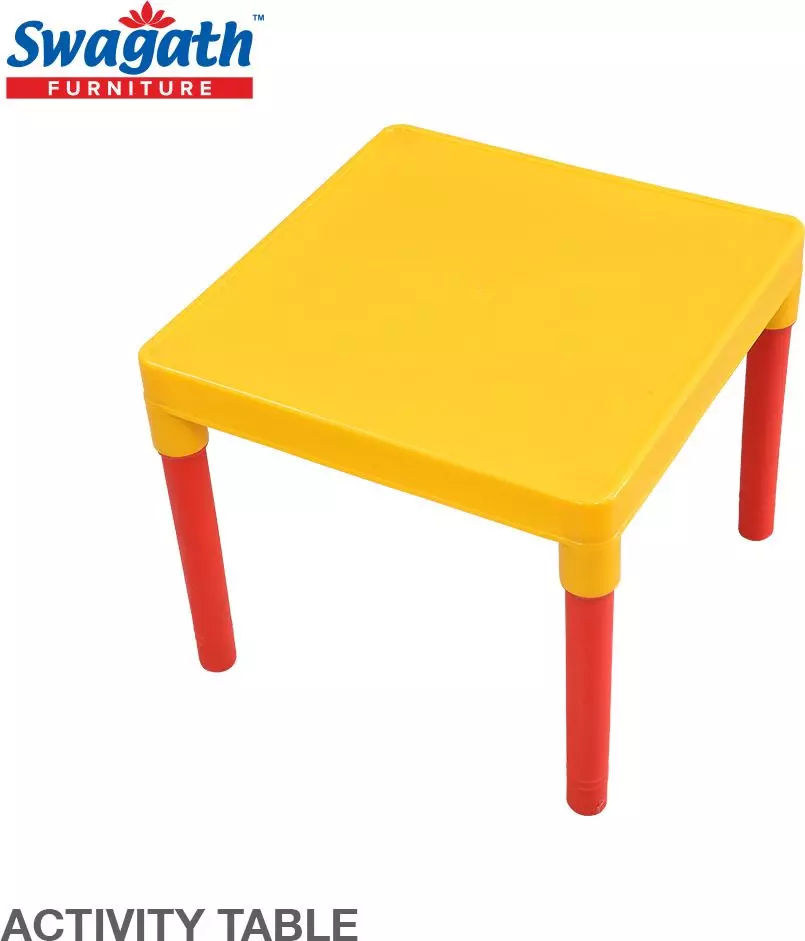 swagath-kids-study-activity-table-square-plastic-glossy-finish-yellow-for-home-school-use-activity-pack-of-4-pcs