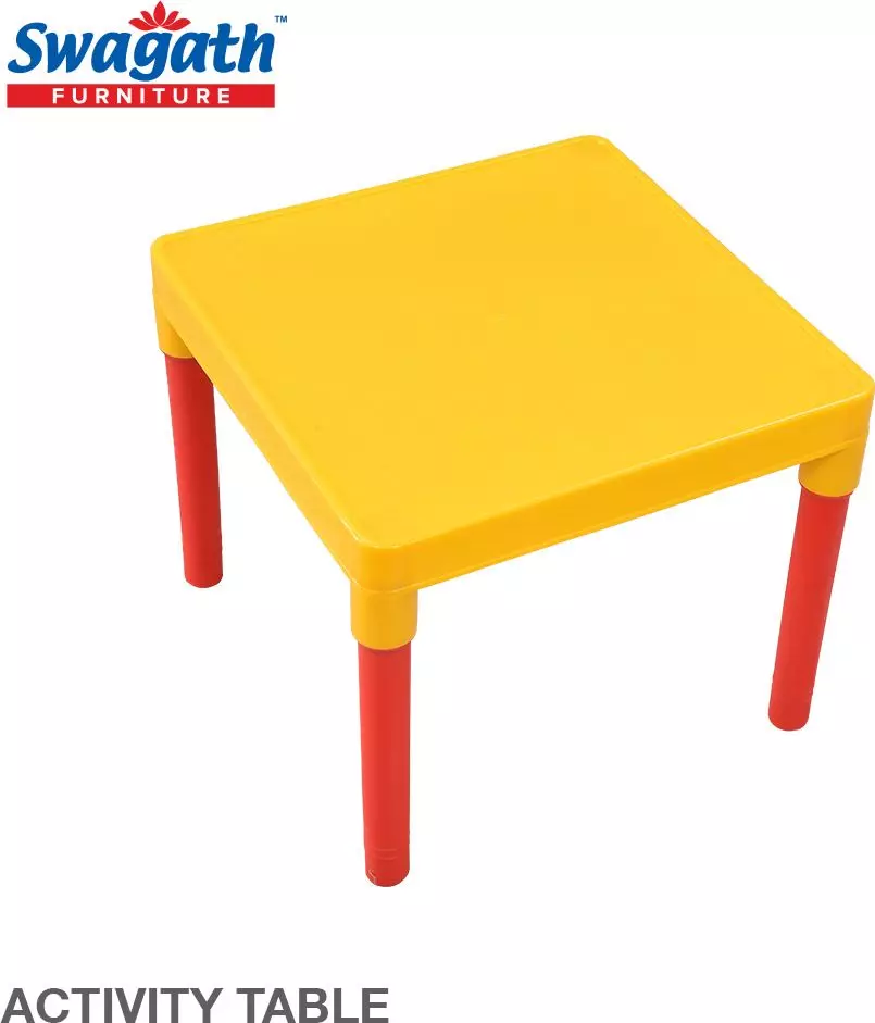 swagath-kids-study-activity-table-square-plastic-glossy-finish-yellow-for-home-school-use-activity-pack-of-4-pcs