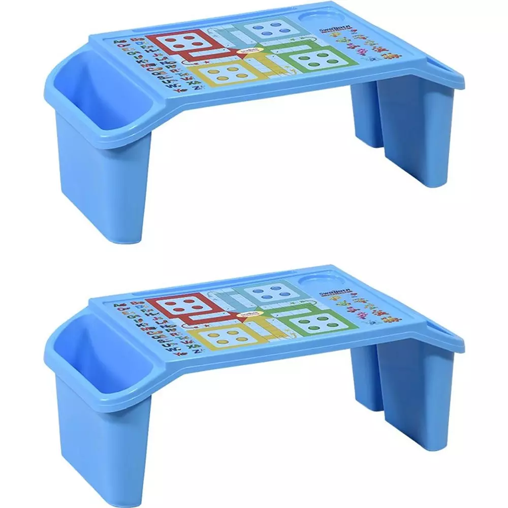 Swagath Kids Activity & Study Table Rectangle Shape Plastic Blue for Home & School Use, PLAYDESK-BL-2 (Pack of 2 Pcs)