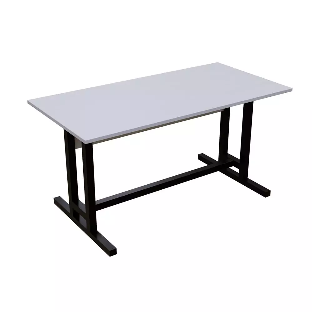 GENERIC Clover Study Table Without Keyboard Tray White Color Metal Frame and Engineered Wood Top for Home & Office, RLST048C