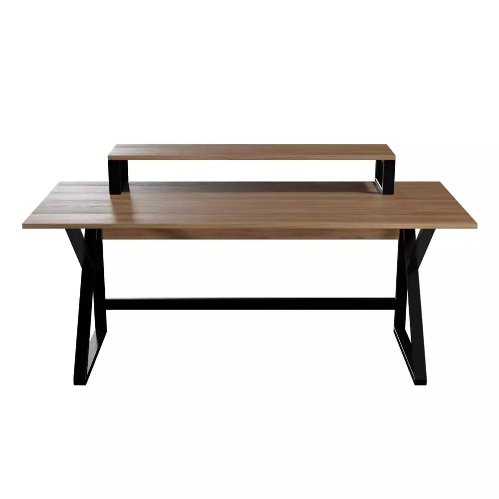 GENERIC Meja Computer Desk With Monitor Stand/Riser Beige Color Metal Frame and Engineered Wood Top for Home & Office, RLST05BG_N