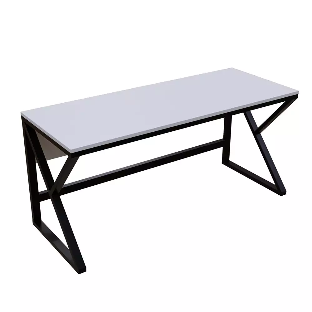 GENERIC Alden Computer Table White Color Metal Frame and Engineered Wood Top for Home & Office, RLST06LWH_N