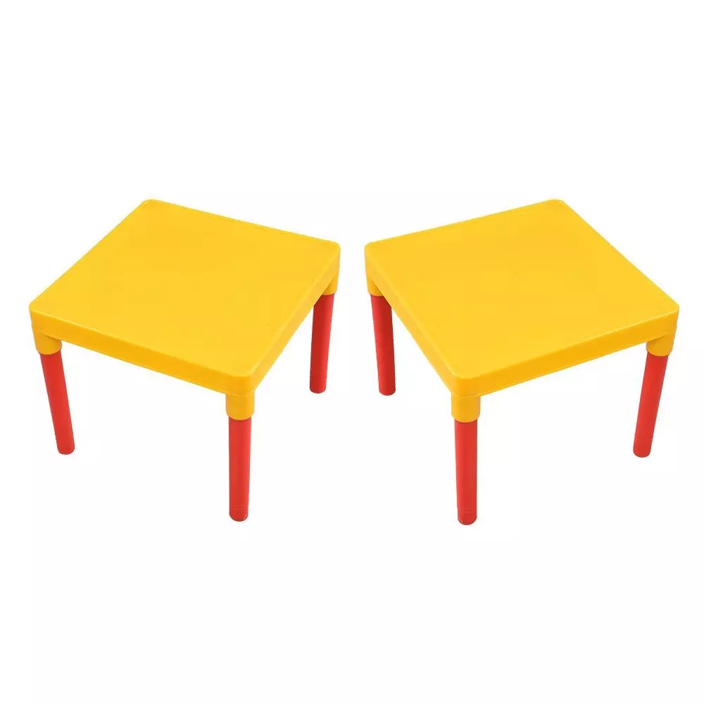 Swagath Kids Study & Activity Table Square Plastic Glossy Finish Yellow for Home & School Use, ACTIVITY (Pack of 2 Pcs)