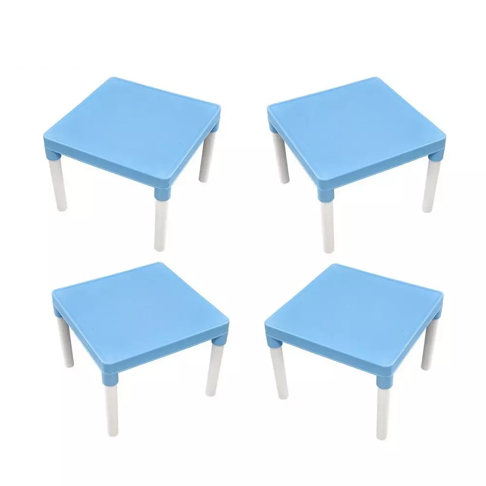 Swagath Kids Study & Activity Table Square Plastic Glossy Finish Blue for Home & School Use, ACTIVITY (Pack of 4 Pcs)