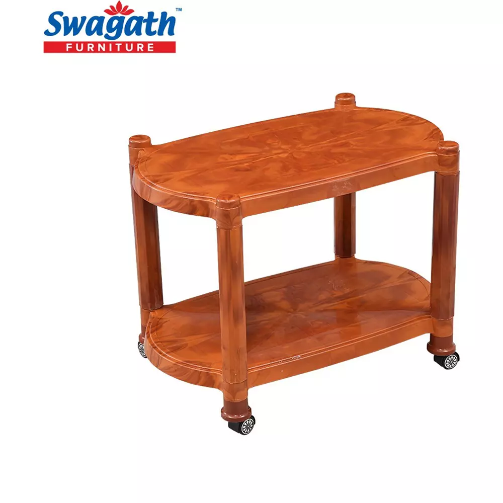 swagath-wheel-type-2-shelves-plastic-coffee-table-teak-wood-for-cafe-home-living-room-ctbl-03-tw-5-pack-of-5