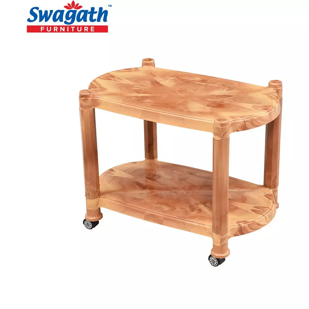 swagath-wheel-type-2-shelves-plastic-coffee-table-sandal-wood-for-cafe-home-living-room-ctbl-03-sw-5-pack-of-5