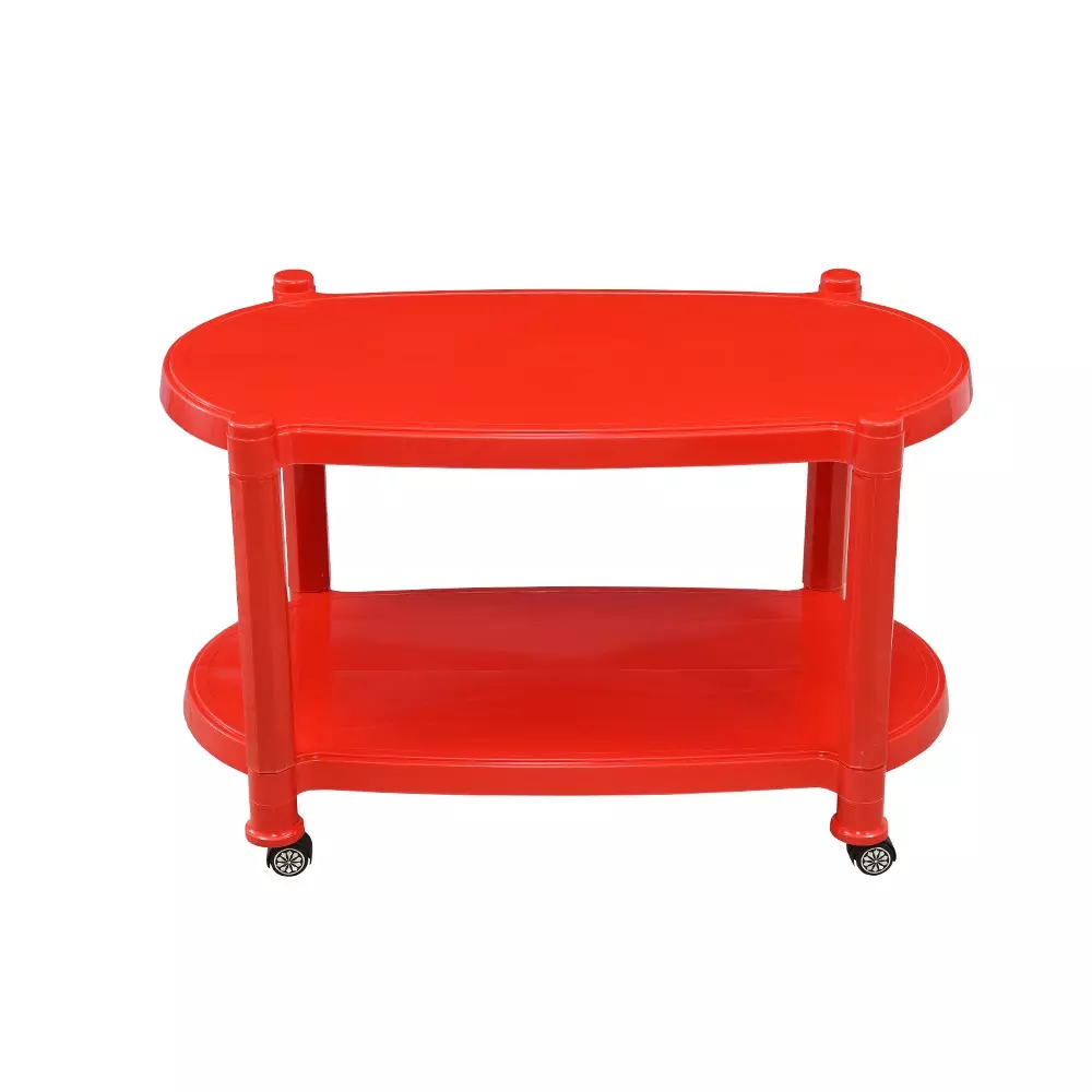Swagath Blood Red Plastic Coffee Table for Cafe, Home, and Living Room (Set of 3)