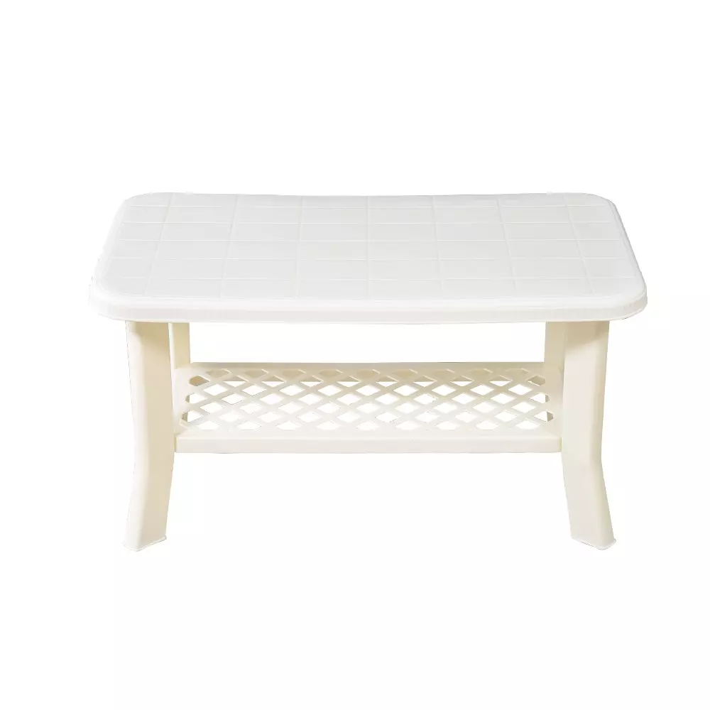 Swagath White Plastic Coffee Table for Cafe, Home, and Living Room (Set of 4)