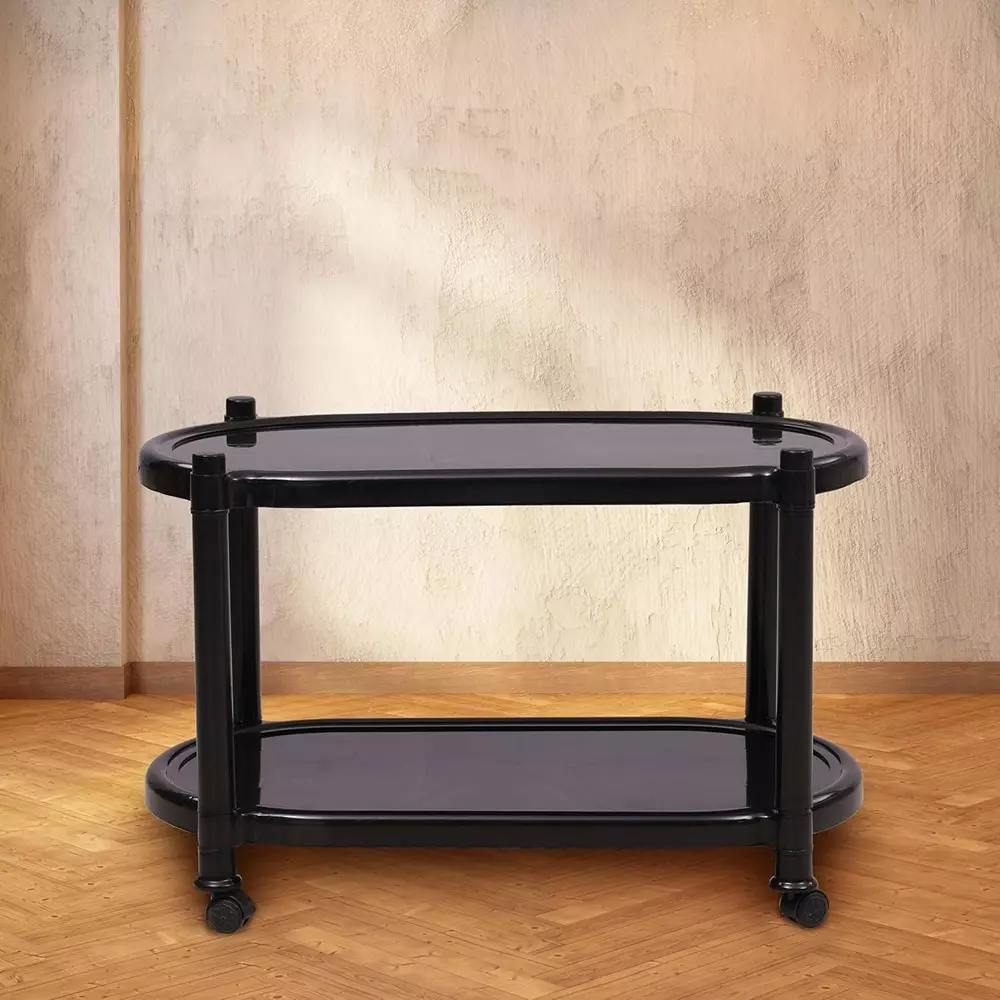 SUPREME Aqua Center Trolley Table 655.32 mm (25.8 inch) Depth Rectangle Black 2.6 Kg