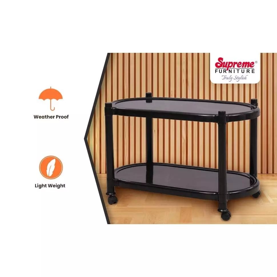 SUPREME Aqua Center Trolley Table 655.32 mm (25.8 inch) Depth Rectangle Black 2.6 Kg