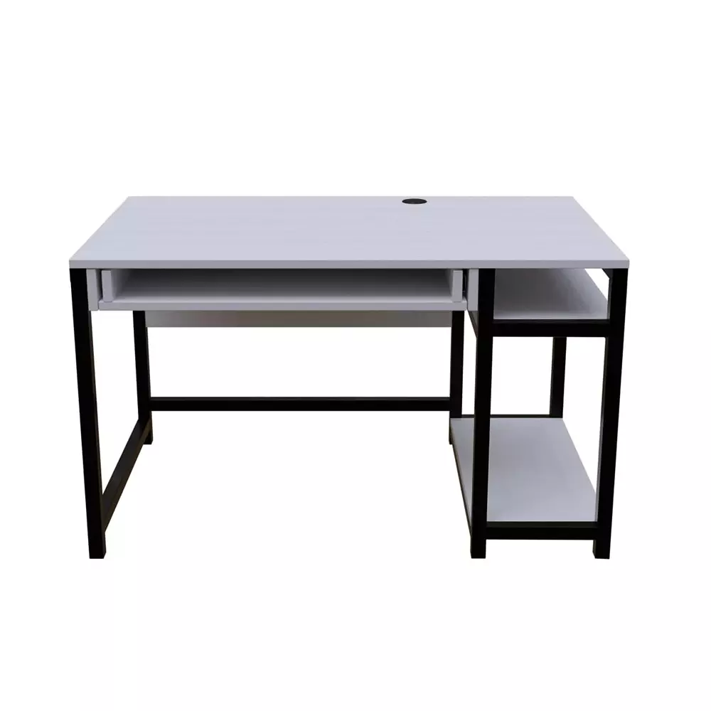 GENERIC Carter Computer Table with Keyboard Tray White Color Metal Frame and Engineered Wood Top for Home & Office, RLST014